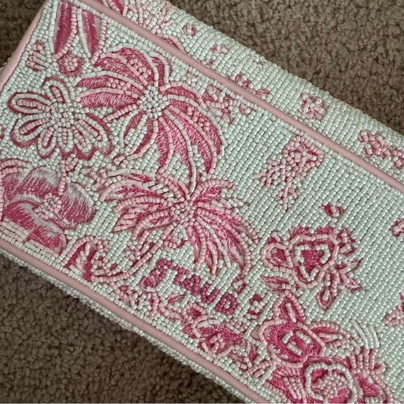 Staud Pink and White Tommy Floral Beaded Bag - Picture 3 of 4